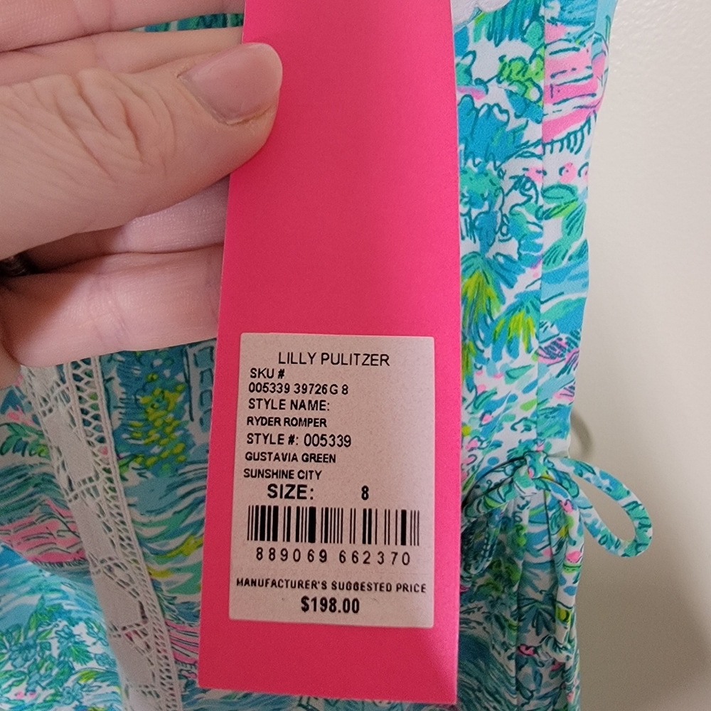 NWT Lilly Pulitzer Ryder romper gustavia green sunshine city size 8 - Picture 5 of 8
